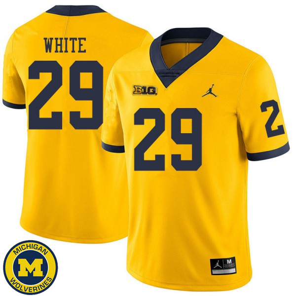 Men's Michigan Wolverines #29 Brendan White Yellow Jordan Brand High School Jersey